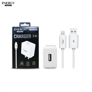 Adapter Set  2.4A สีขาว ชุดชาร์จ สายชาร์พร้อมหัวชาร์จ ของแท้ ยี่ห้อ Energy