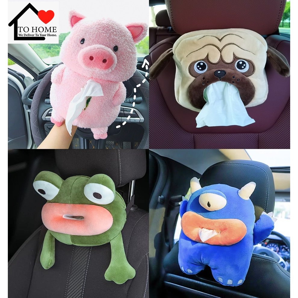 พร้อมส่ง NEW กล่องใส่ทิชชู่หลายแบบ ตุ๊กตาใส่ทิชชู่ในรถ บลูด๊อก น้องกบ Monter อเนกประสงค์