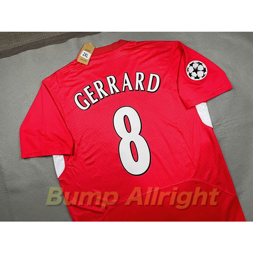Retro : เสื้อฟุตบอลย้อนยุค Vintage ลิเวอร์พูล Home 2005 Final Istanbul + 8 GERRARD และอาร์ม UCL, เสื