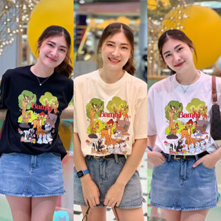 💕เสื้อยืดโอเวอร์ไซต์ป้ายQotton land ลายแบมบิ