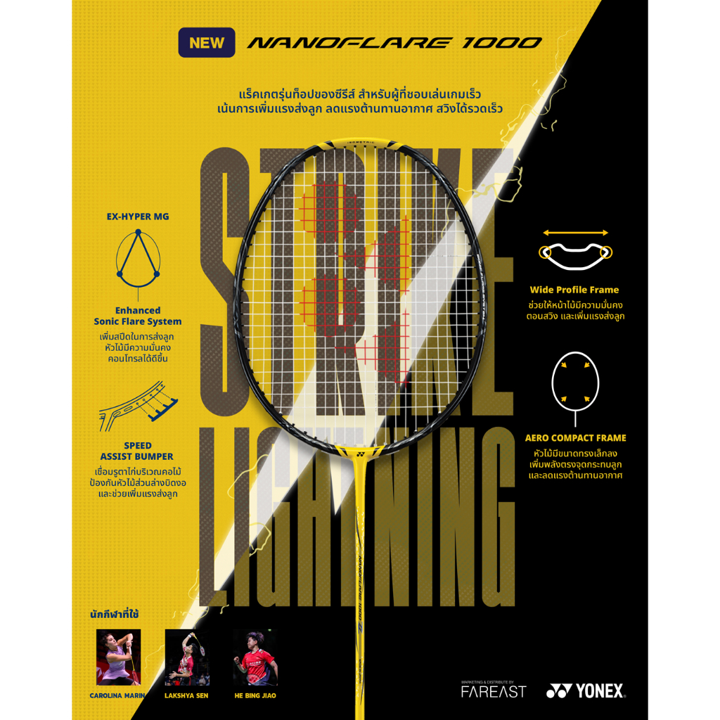 ไม้แบดมินตัน Yonex รุ่นใหม่ล่าสุด Nanoflare 1000 Series (1000 Z, Tour, Game) ไม้แบดรุ่นท๊อปของซีรีย์ สำหรับเกมเร็ว 4UG5