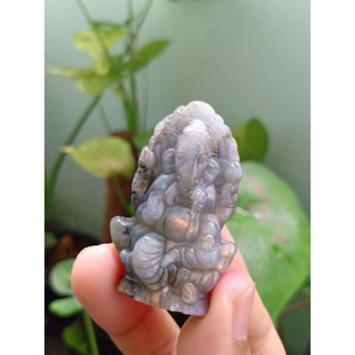 #KN05 Labradorite ลาบราโดไรต์ แกะสลักองค์คเณศ พระพิฆเนศ สูง 4.6 cm ตั้งโต๊ะได้ หินธรรมชาติ