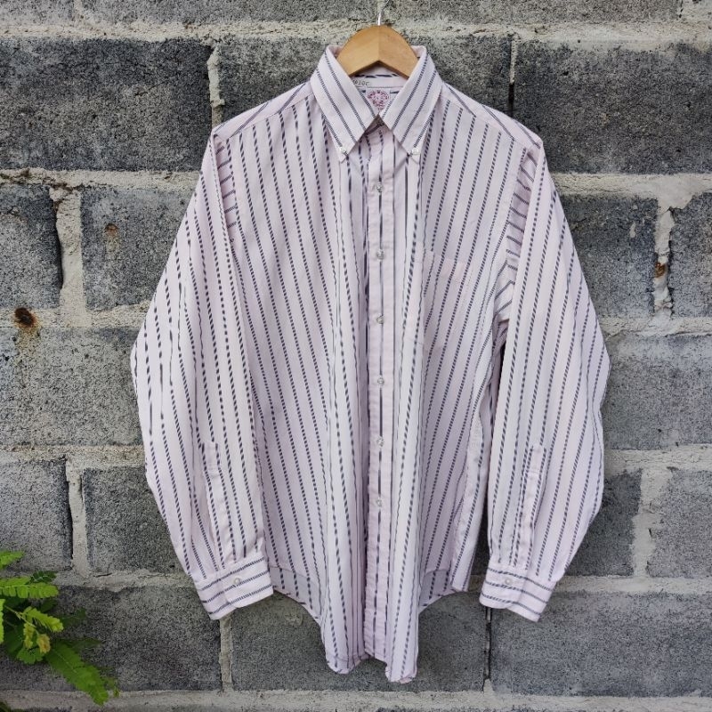 Vintage Brooks Brothers Striped Light Pink Button Down Cotton Shirt 15 1/2 -4