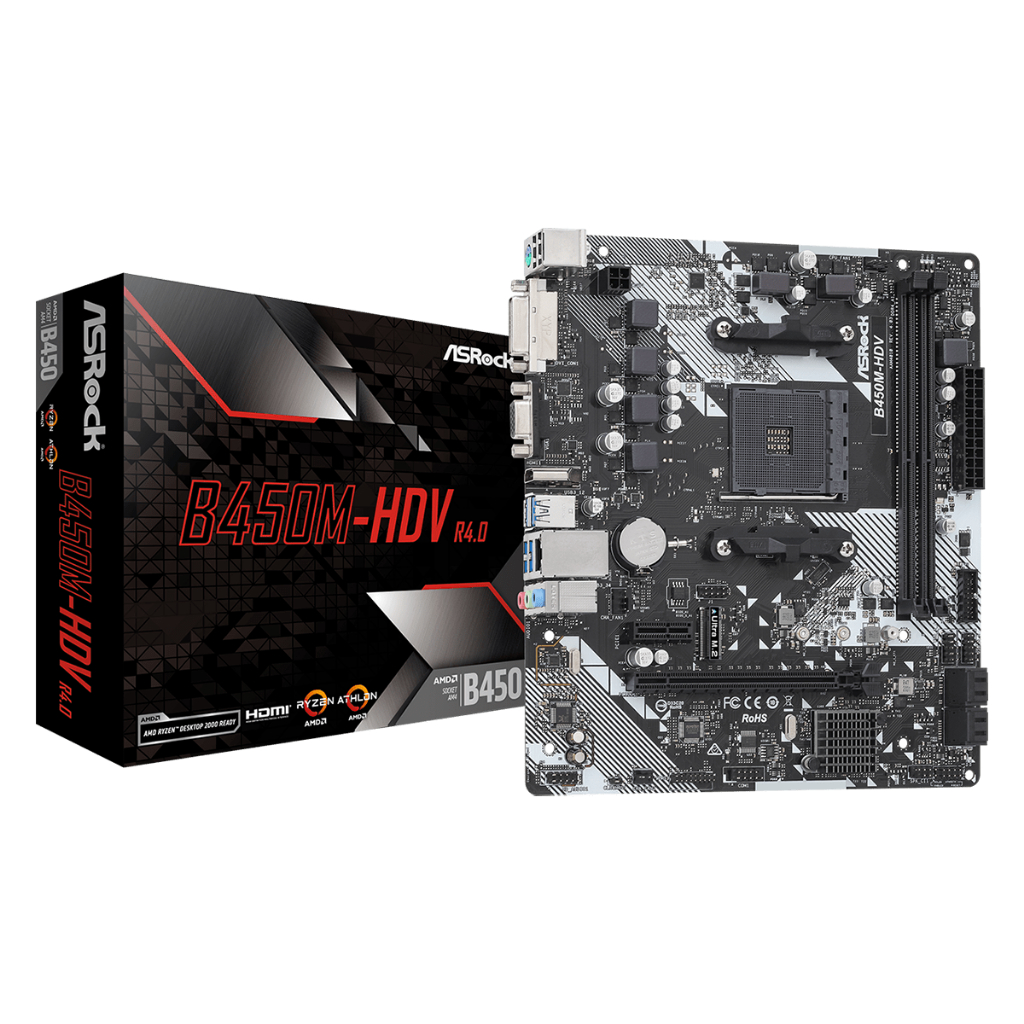 MAINBOARD (เมนบอร์ด) AM4 ASROCK B450M-HDV  รับประกัน 3 - Y