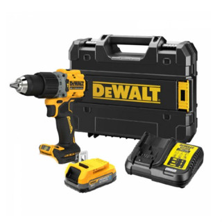 DEWALT สว่านกระแทกไร้สาย DCD805E1T-B1 18V. Powerstack  พร้อมแบตและแท่นชาร์จ ของแท้โดยตัวแทนจำหน่าย