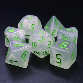 Ethereal Snowfall Dice Set of 7 | ลูกเต๋า Dice For DnD D&amp;D MTG RPG TRPG เกมกระดาน บอร์ดเกม Game ไพ่ทาโรต์ Magic เมจิก