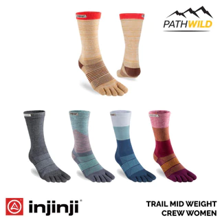 INJINJI WOMEN'S TRAIL MIDWEIGHT CREW ถุงเท้าแยกนิ้ว สำหรับผู้หญิง เหมาะสำหรับวิ่งระยะยาว ช่วยลดการเสียดสีระหว่างนิ้วเท้า