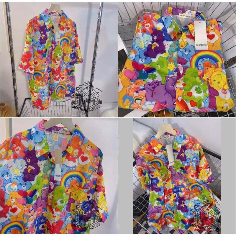 เสื้อเชิ้ตแคร์แบร์ คอปก ทรงฮาวาย ใส่สบาย