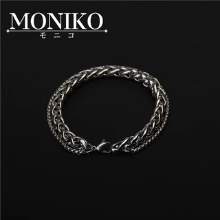 MONIKOสร้อยข้อมือเหล็กไทเทเนียมบุรุษสีเงิน