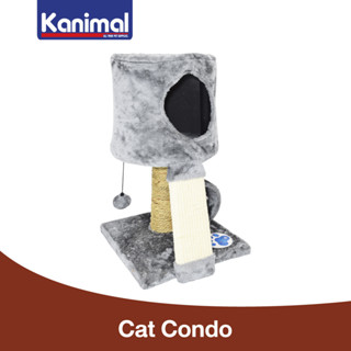 Kanimal Cat Tree ของเล่นแมว คอนโดแมว ที่นอนแมว เสาลับเล็บพร้อมอุโมงค์ สำหรับแมว Size M ขนาด 31x31x51 ซม. (สีเทา)