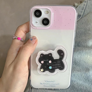 เคสไอโฟน iphone 11 14 Pro Max น่ารัก แมว ขาตั้ง สาว การ์ตูน ป้องกันการตก ขอบเต็ม เคส iphone 12 13 Pro Case for iPhone