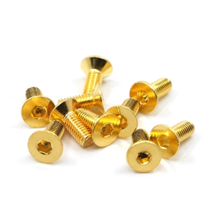 Yeah racing M3 X 10MM 3 X 10 HEXAGON SOCKET KEY FLAT COUNTERSUNK SCREW 10 METRIC THREAD GOLD SHF-310
