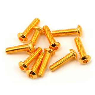 Yeah Racing 3x12mm 24K Gold Coated 12.9 Grade Steel Button Head Hex Screw (10) SHP-312GD