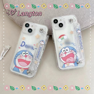 🌈Langton🌸เส้นขอบโปร่งใส ป้องกันการหล่น ขอบเต็ม iphone 11 14 pro max เคสใส การ์ตูน โดราเอมอน ทรายดูดcase for iPhone 12 13