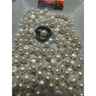 ไข่มุกน้ำจืดแท้ ทรงกล  เจาะ 1 รู   Freshwater Pearl Round shape with single hole