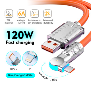 สายชาร์จเร็ว 120w 6a หมุนได้ 180 องศา สายชาร์จType C ชาร์จไว สายชาร์จมือถือ ยาว 1M/2M