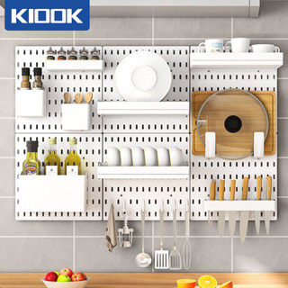 KIOOK ชั้นวางของติดผนัง Pegboard แผ่นวางของติดผนัง อุปกรณ์ตกแต่งบอร์ดอเนกประสงค์  ของติดผนัง  ชั้นวางแบบไม่ต้องเจาะผนั