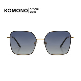 KOMONO Audrey Gold Glossy Black แว่นกันแดดทรงสี่เหลี่ยมโลหะ สีดำทอง