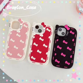 🌷Braylon🌷ขอบเต็ม ป้องกันการหล่น iphone 11 14 pro max คิตตี้ เรียบง่าย โบว์หูกระต่าย สีชมพู case for iPhone 12 13