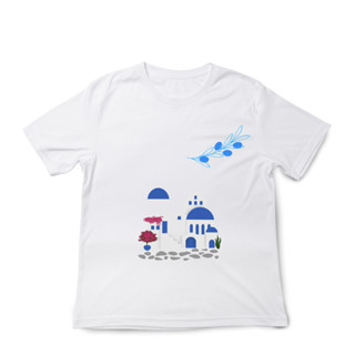 เสื้อคอกลม ผ้าฝ้าย 100% ลาย Artemis "Santorini Inspired" | Minimal Tee | 100% Organic Cotton