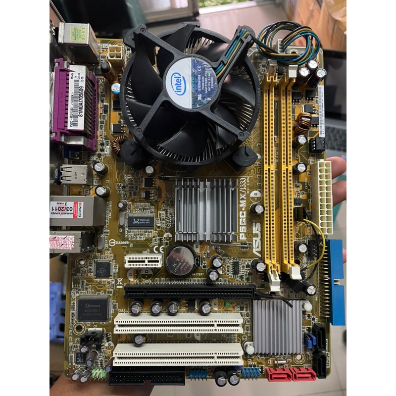 บอร์ด775 รองรับDDR2 Asus รุ่นP5GC-MX/1333 ฝาหลังตรงพร้อมCPU  Pentium Dual Core E2160ซิ้งค์ครบใช้งานป