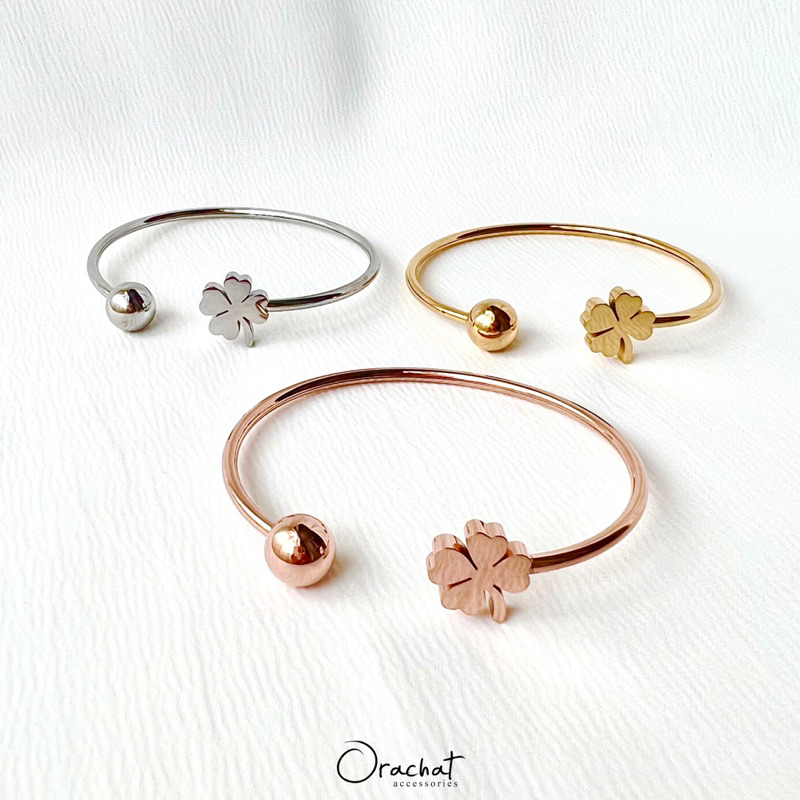 Orachat | Clover ball 14k bangle. (กำไลตัวเรือนสแตนเลส)