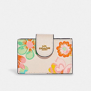 ACCORDION CARD CASE WITH DREAMY LAND FLORAL PRINT (COACH C8325) GOLD/CHALK MULTI