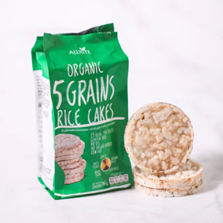 ขนม ขนมกินเล่น เค้กข้าว ออแกนิค อบกรอบ ธัญพืช 5ชนิด กลูเตนฟรี Organic Rice Cakes 5 Grains Gluten free snack 80g Allrite