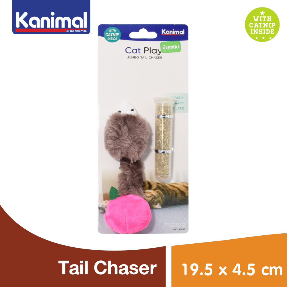 [96957] Kanimal Cat Toy ของเล่นแมว Jumbo Tail Chaser ของเล่นหนูผ้าหางกลม พร้อมกระปุก Catnip ขนาด 19.5x4.5 ซม.