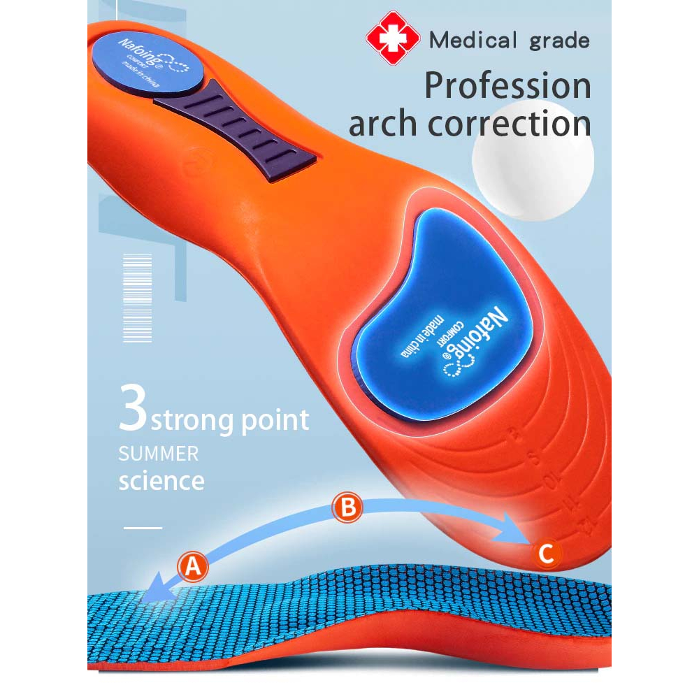 แผ่นเสริมรองเท้า ซัพพอร์ตแรงกระแทก กระชับปกป้อง ระบายอากาศได้ดี Orthopedic Gel Insoles Pain Relief Pads