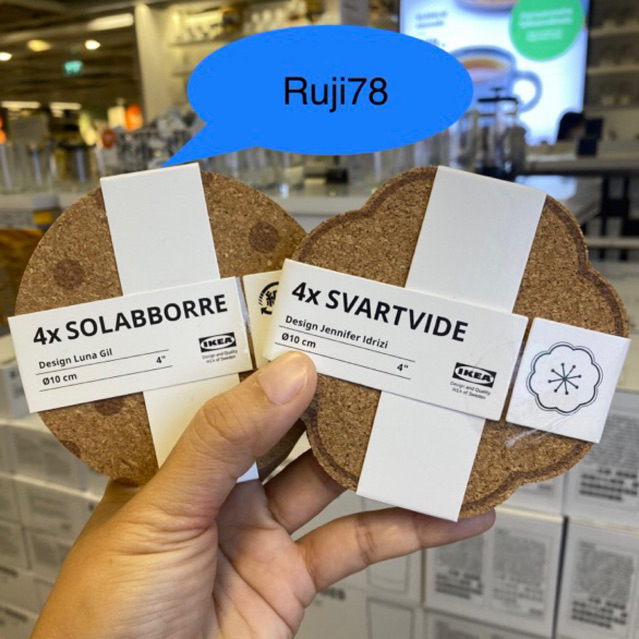 ที่รองแก้ว จากไม้ก๊อก น้ำหนักเบา ขนาด 10 ซม. คละแบบ 4ชิ้น/set By  IKEA
