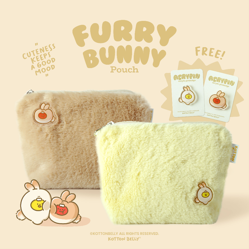 (SALE! Last Chance) Furry Bunny Pouch กระเป๋าเครื่องสำอาง กระเป๋าเครื่องเขียน [แถมฟรี! AcryPin] | KOTTON BELLY