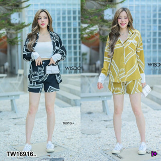 TT16916 Set 2 ชิ้น เสื้อคอปกเชิ้ต + กางเกงยีนส์ขาสัั้น Set of 2 pieces. Collar shirt + jeans shorts..