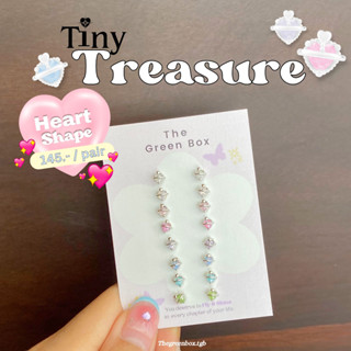 ต่างหู Tiny Treasure Gems รูปดาวและหัวใจพร้อมวงแหวน - The Green Box