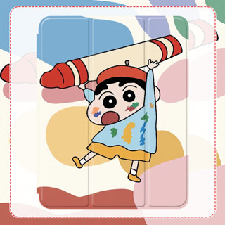 Crayon Shinchan เคสหนัง ใส่ปากกาไอแพด air1/2/3/4/5 gen6/7/8/9/10 โปร10 5นิ้ว แอร์9 7 10 9 เจน10 2017/21 IPAD Case 9938