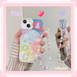 🎁ส่งของขวัญ🎁เคสไอโฟน สำหรับ 11 13 for iPhone Case 14 12 Pro Max แฟชั่น การ์ตูน โซ่มุก กันกระแทก ปกป้อง เคสโทรศัพท์