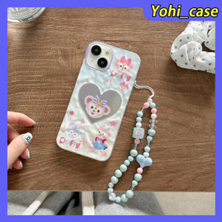 💕พร้อมส่ง💕iPhone 14 13 12 11 Pro Max เคส for เคสไอโฟน11 เรียบง่าย บางเบาพกพาง่าย Disney การ์ตูน รูปหัวใจ โซ่มุก Case