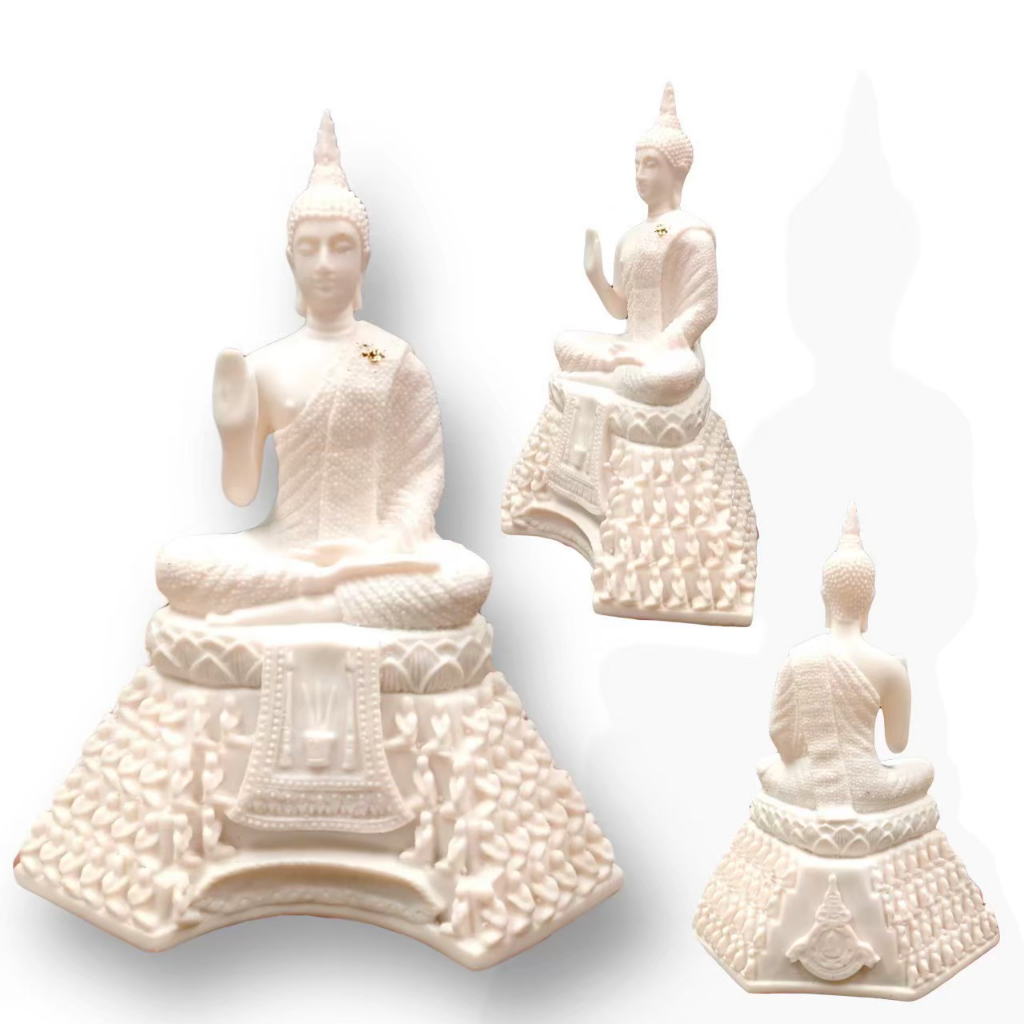 [MSW8]พระพุทธรูปปางประทานพร การให้โอวาท ฐานพระสาวก 108 เนื้อเรซิ่นผสมหินขาว สีขาว หน้าตัก 5 นิ้ว สูง