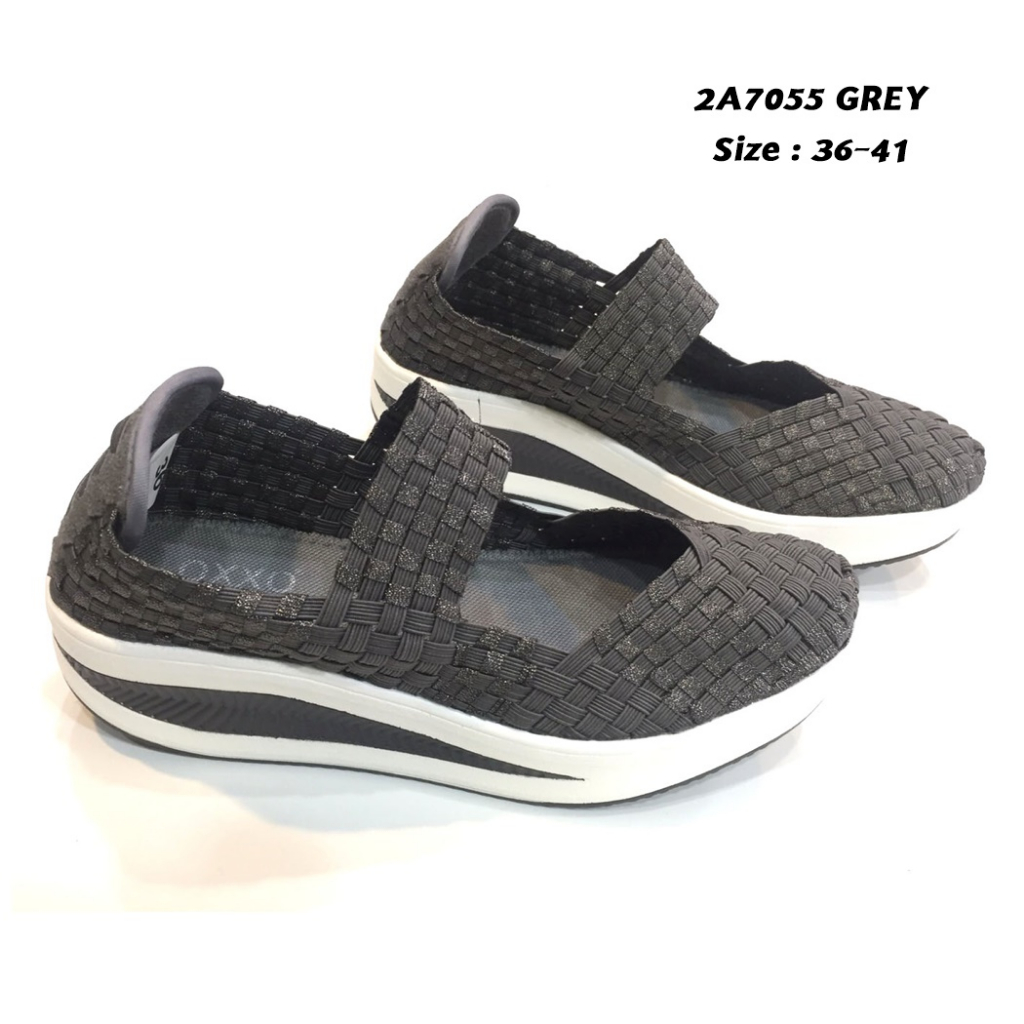 prettycomfort รองเท้าผ้าใบยางยืดเพื่อสุขภาพ ทำจากเส้นใยอีลาสติก นุ่ม น้ำหนักเบา สูง2นิ้ว 2A7055 - รูปที่ 4