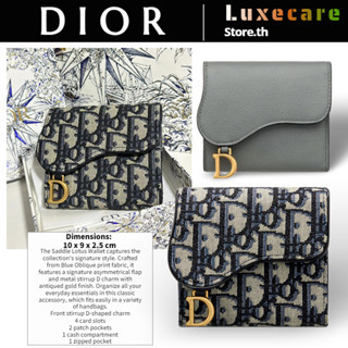 ถูกที่สุด ของแท้ 100%/ดิออร์Dior Wallet  LOTUS Saddle Wallets สุภาพสตรี/กระเป๋าสตางค์