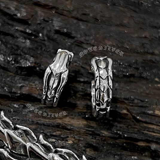 ต่างหูลายมังกร 1 ข้าง Sterling Silver 925 NSSV3105