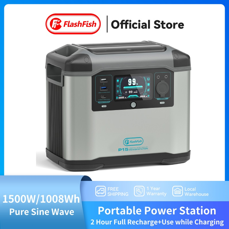 (2 Hrs Full Recharge) Flashfish Power box 1008Wh/1500W Portable Power Station UPS Power Supply Solar
