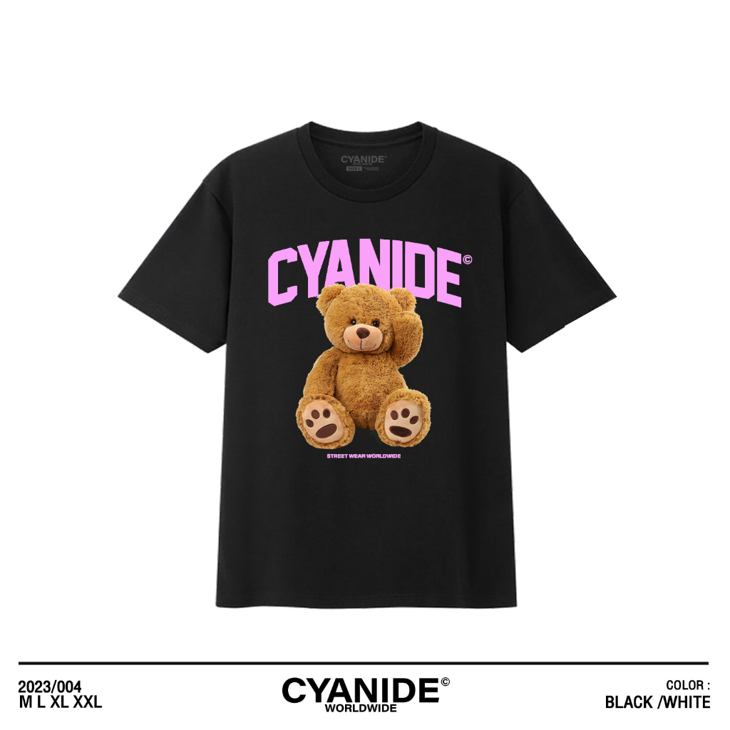 เสื้อยืดสีดำ Cyanide clothing ไซยาไนด์ ลายเท็ดดี้(Teddy) คอกลม cotton100%
