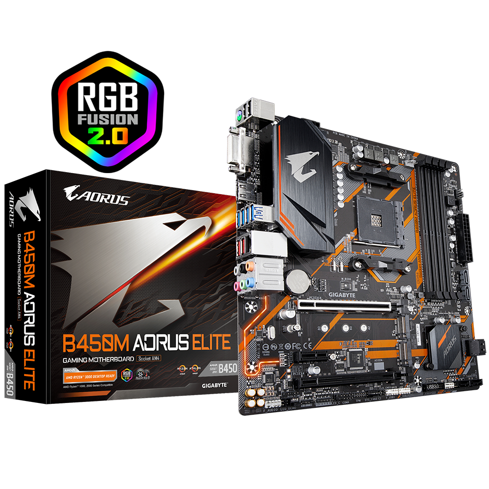 MAINBOARD (เมนบอร์ด) AM4 GIGABYTE B450M AORUS ELITE RGB พร้อมส่ง