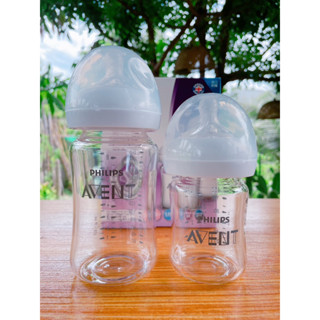 🚚พร้อมส่งในไทย ขวดนม Philips Avent  จุกรุ่น Natural (ขวดแก้ว) ขนาด 4 ออนซ์และ 8 ออนซ์ ของแท้💯%