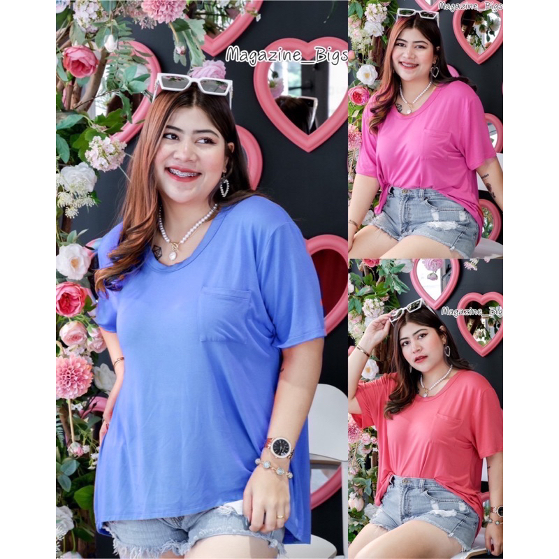 M21 เสื้อสาวอวบ อ้วน Bigsize Plussize XXL เสื้อยืด ผ้าเรย่อน