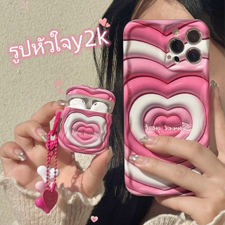 😍สินค้าสปอต😍เคสไอโฟน11 Case iPhone 14 13 12 Pro Max y2kหัวใจสีชมพู สามมิติ สีชมพู เคส for Airpods 1/2/3/pro