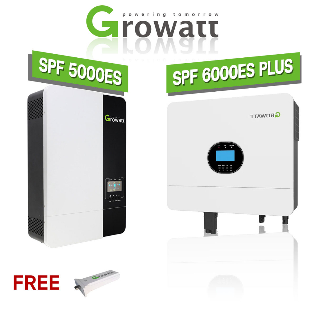 Growatt SPF 5000ES 6000ES plus 5000w 6000w + wifi อินเวอร์เตอร์ โซล่าเซลล์ 48V Mppt 100-140A  Hybrid Inverter ประกันไทย