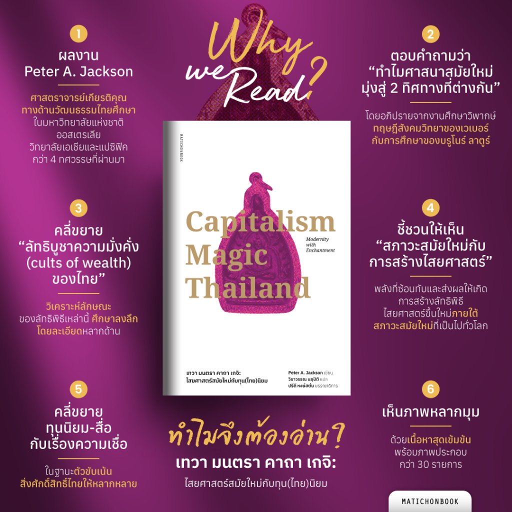 สำนักพิมพ์ มติชน หนังสือเรื่องCapitalism Magic Thailand เทวา มนตรา คาถา เกจิ : ไสยศาสตร์ยุคใหม่กับทุน(ไทย)นิยม