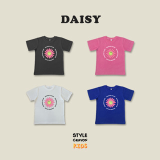 เสื้อยืดคอกลมเด็กสกรีนลาย Style crayon Kids - Daisy t-shirt